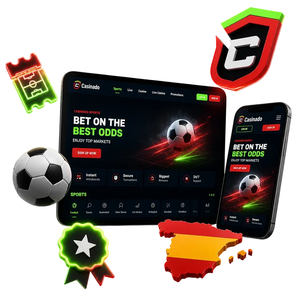 Bonus de bienvenue sportif Casinado : 100% jusqu'à 500 EUR + 200 tours gratuits pour paris sur football, cricket et esports.