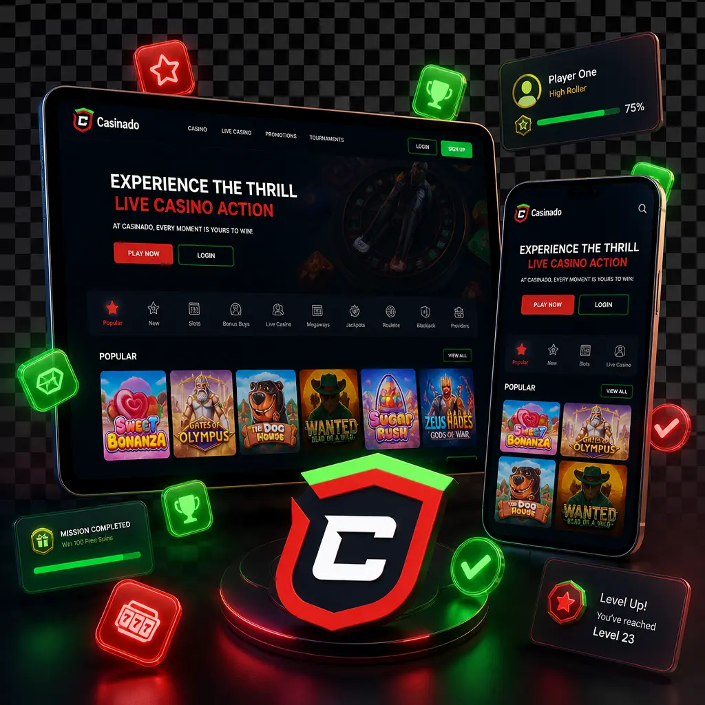 Inscription mobile chez Casinado : téléchargez l'appli Android ou la PWA iOS pour créer votre compte facilement.