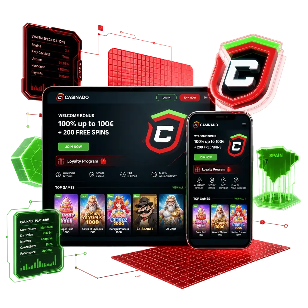 Fiche technique de l'application mobile Casinado pour paris sportifs et casino, compatible Android et iOS