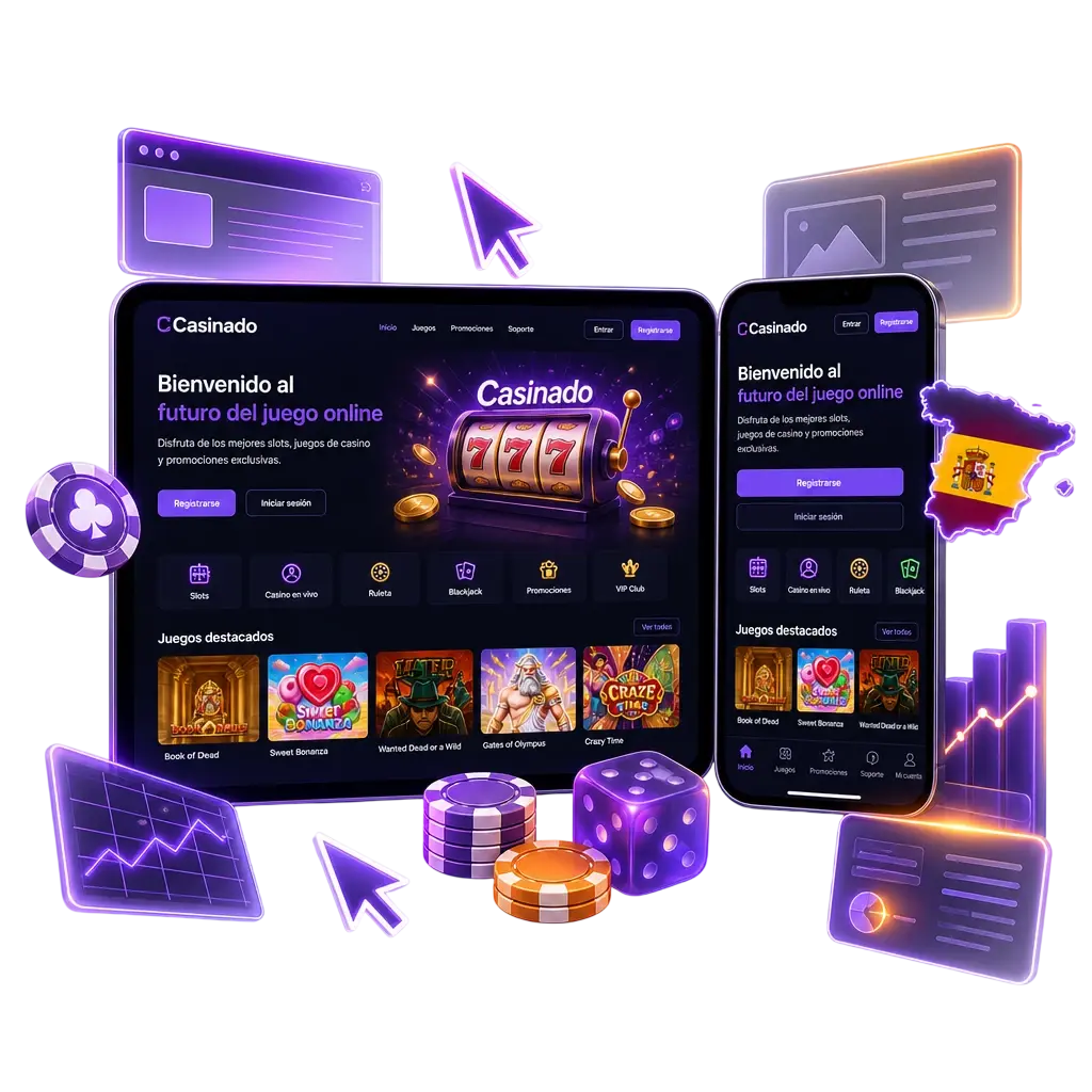 Interface du site Casinado avec navigation claire, catégories casino, sport et promotions accessibles facilement
