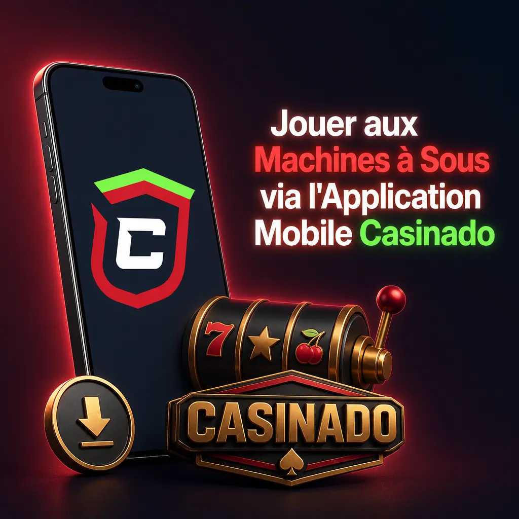 Application mobile Casinado pour jouer aux machines à sous sur Android et iOS, avec accès rapide au lobby de casino.
