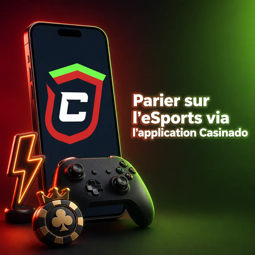 Application mobile Casinado pour parier sur l'eSports, disponible sur Android et iOS avec cotes en direct.