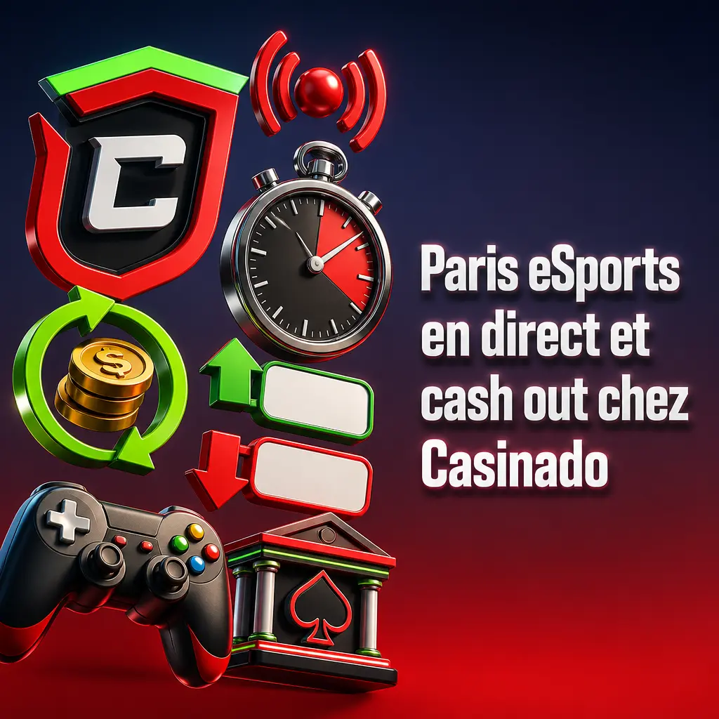 Pari eSports en direct et option cash out sur Casinado, avec cotes actualisées manche après manche