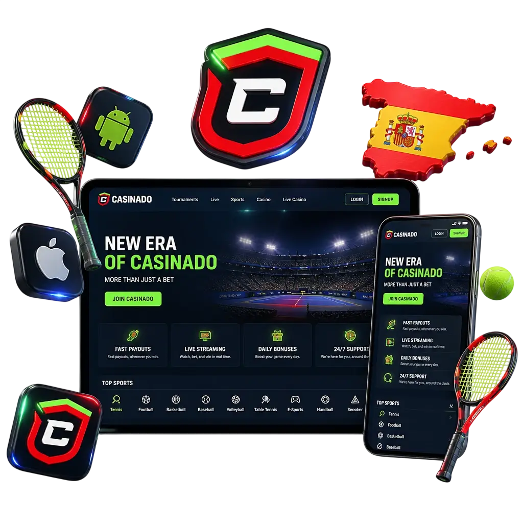 Application Casinado pour paris tennis sur Android et iOS avec cotes en direct et connexion par empreinte digitale.