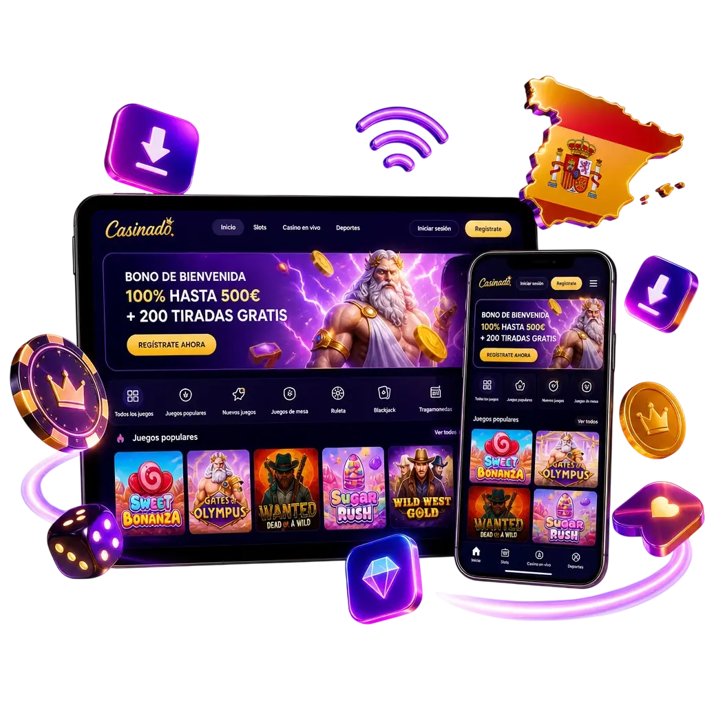 Télécharger l'application mobile Casinado pour Android et iOS afin de parier et jouer au casino en déplacement