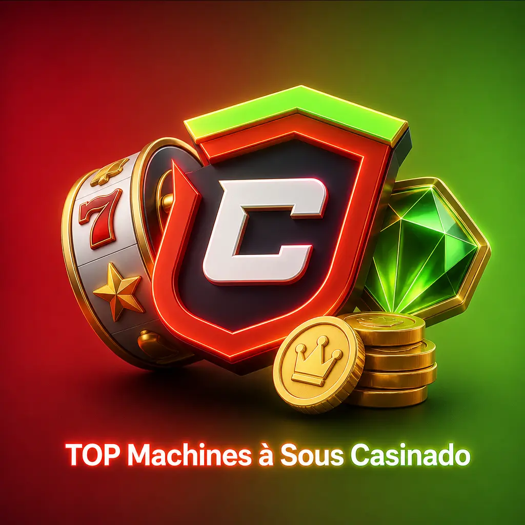 Sélection des meilleures machines à sous Casinado avec RTP et volatilité affichés, signées Pragmatic Play, Play'n GO et NetEnt.