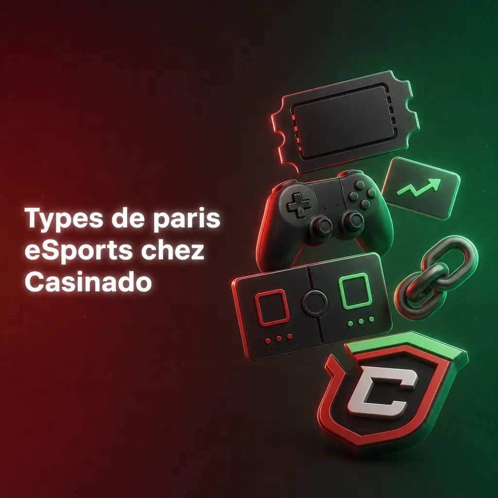 Aperçu des marchés de paris eSports disponibles chez Casinado : vainqueur, handicap, totaux, score exact et cotes en direct.