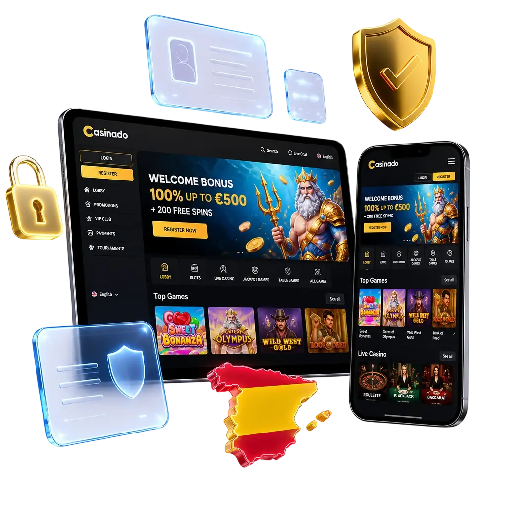 Vérification du compte Casinado : étapes pour soumettre pièce d'identité et justificatif de domicile depuis le tableau de bord.